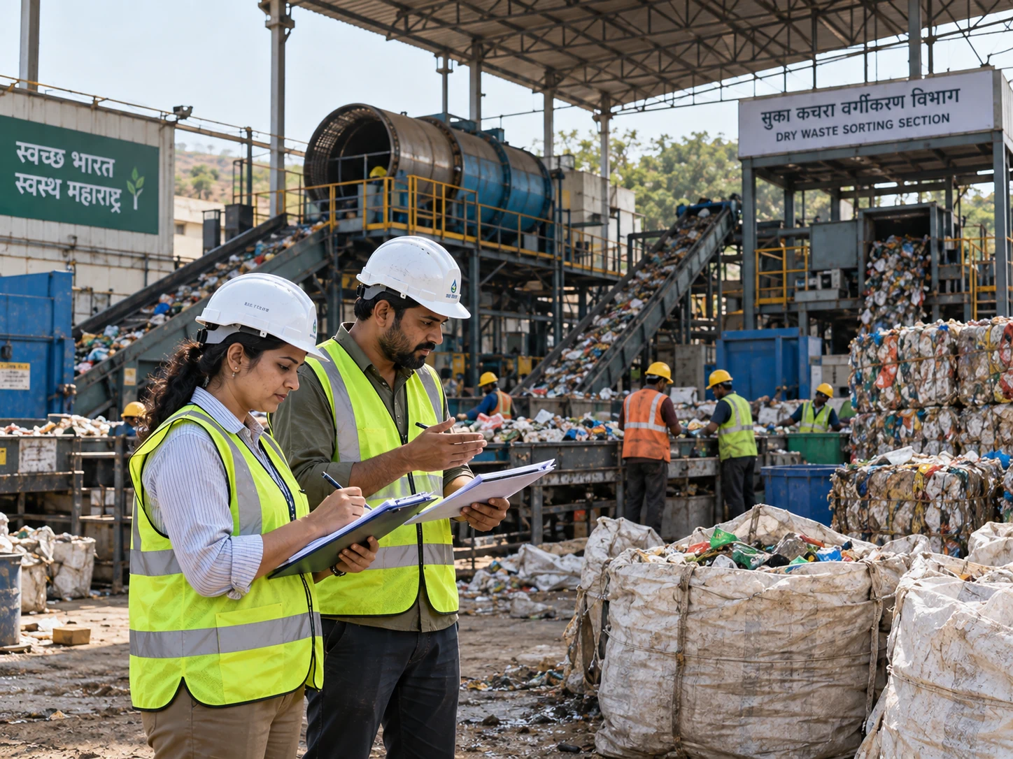 Dry waste sorting and processing facility supervision