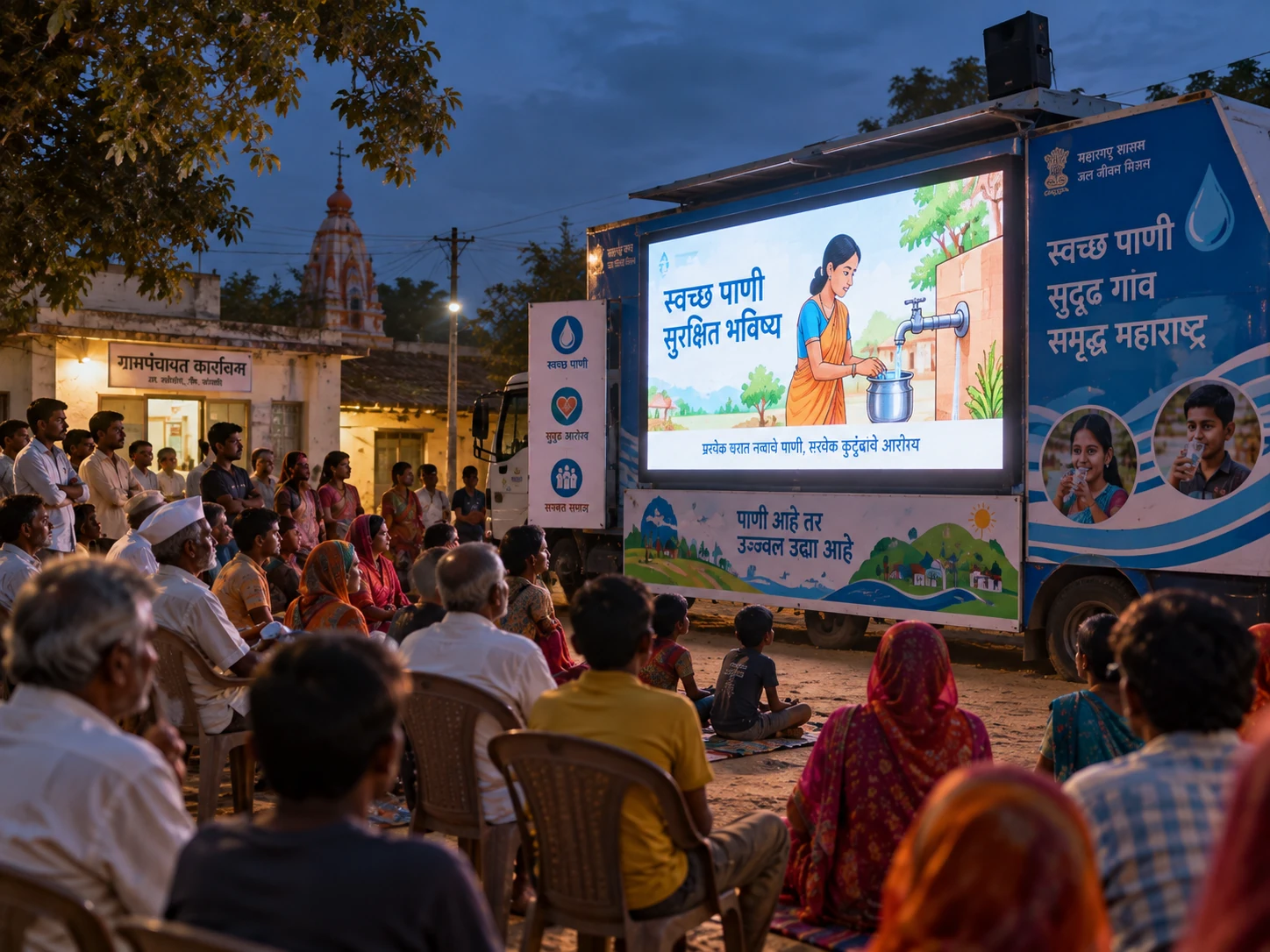 Community gathering and mobile LED broadcast awareness campaign
